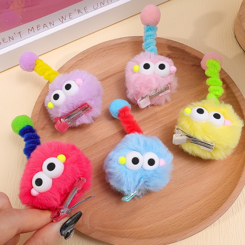 Kẹp Tóc Hình Quái Vật Mắt To Nhồi Bông Dễ Thương Sáng Tạo Vui Nhộn Cho Nữ