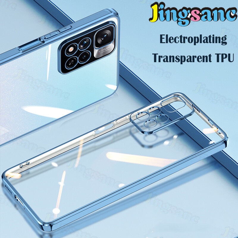 Jingsanc Ốp Điện Thoại tpu silicone Mềm Trong Suốt Mạ Điện Cho xiaomi redmi note 11 11s pro plus 5g 