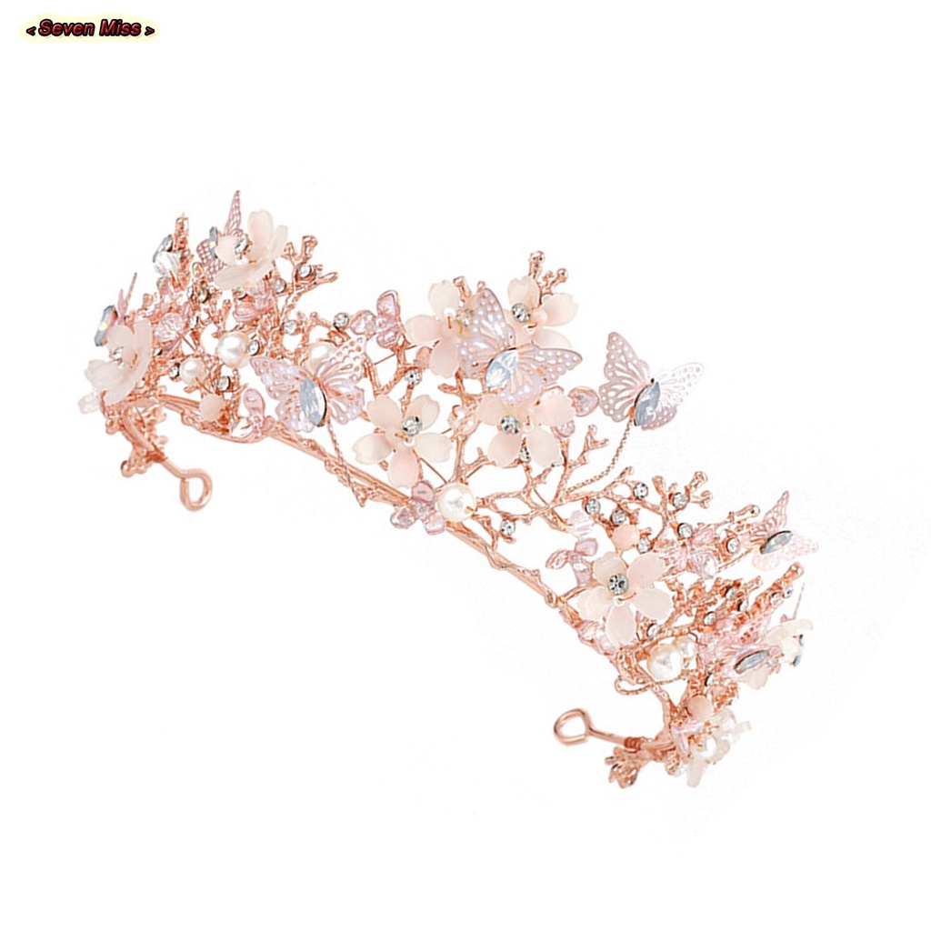 Vương Miện Cô Dâu Hình Bướm Vàng Lấp Lánh