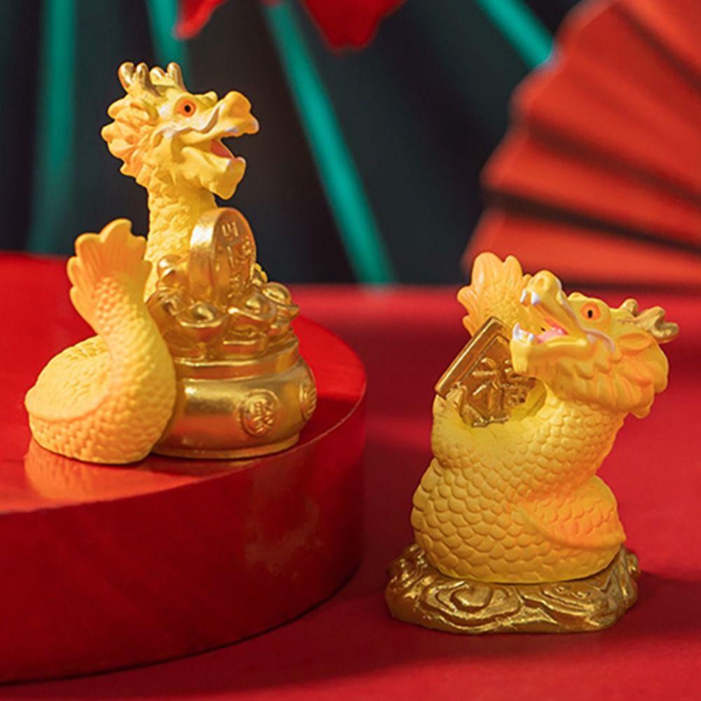 1 Tượng Rồng Vàng mini Trang Trí Tiểu Cảnh / Xe Hơi / Năm Mới
