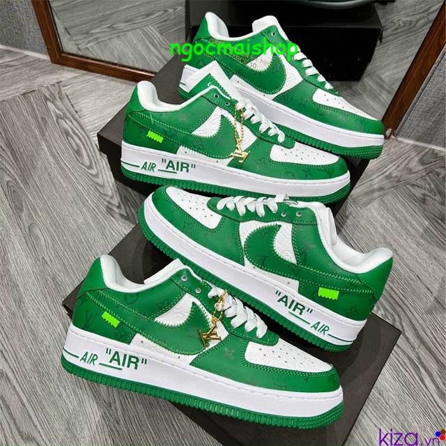Giày AF1 LV xanh lá , Giày thể thao Air Force 1 Low By Virgil Abloh White Green bản chuẩn full box bill