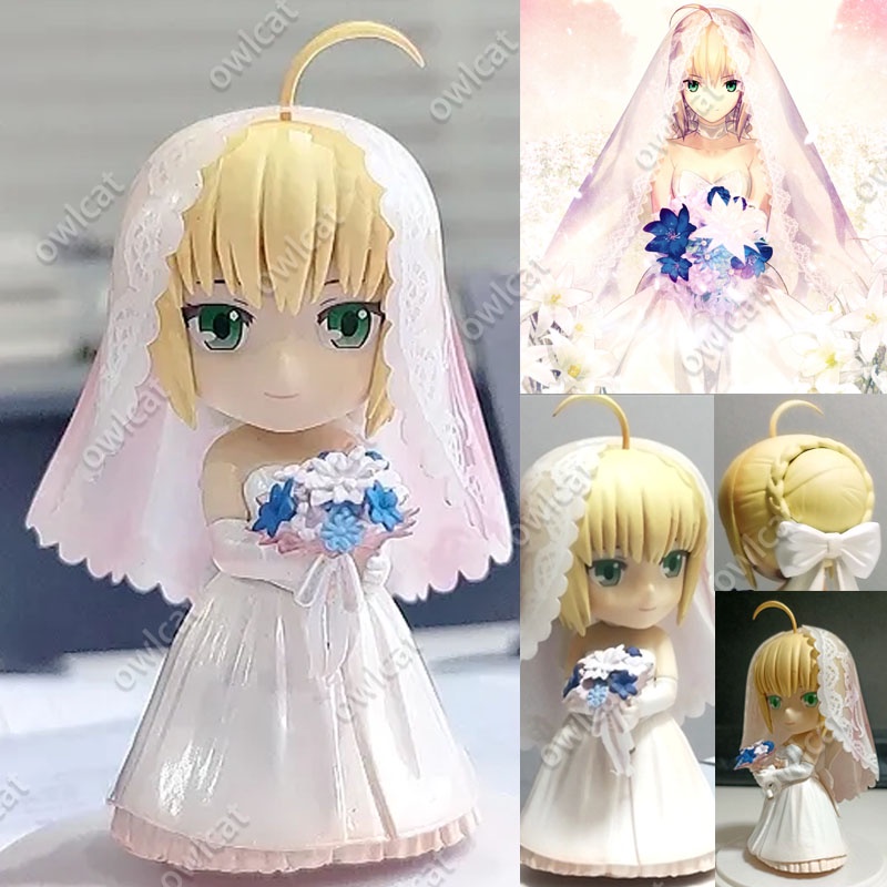 Mô Hình Nhân Vật Saber Altria Pendragon  10cm Wedding Dress Fate Stay Night Heaven's Feel Seber Fate Grand Order FGO Excalibur Blonde PVC Figure Packed in Box GSC