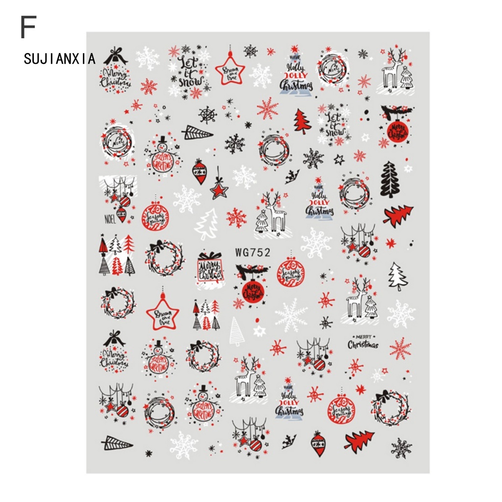 Giày Thể Thao sujianxia sujianxia Năng Động Hợp Thời Trang| Miếng Dán Móng Tay mini Tự Dính Không Phai Họa Tiết Tuyết Giáng Sinh Màu Trắng Dành Cho Bạn Gái diy