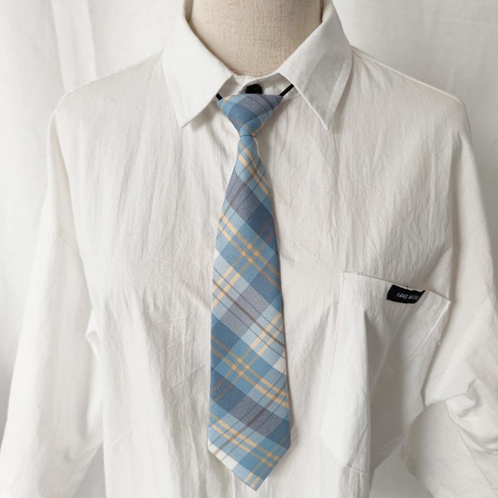 Thời Trang Cà Vạt Đồng Phục Chất Liệu Cao Su Họa Tiết Sọc Caro jk x0j1