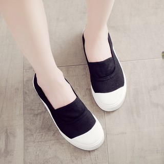 Giày Lười Vải Bạt Thời Trang Hàn Cho Nữ