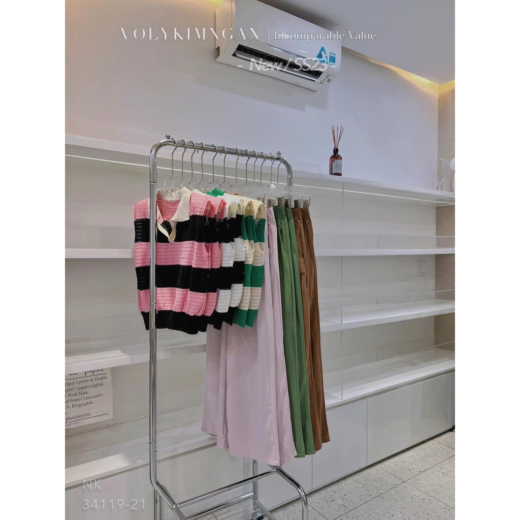 Set sn áo lỗ quần satin 3 màu