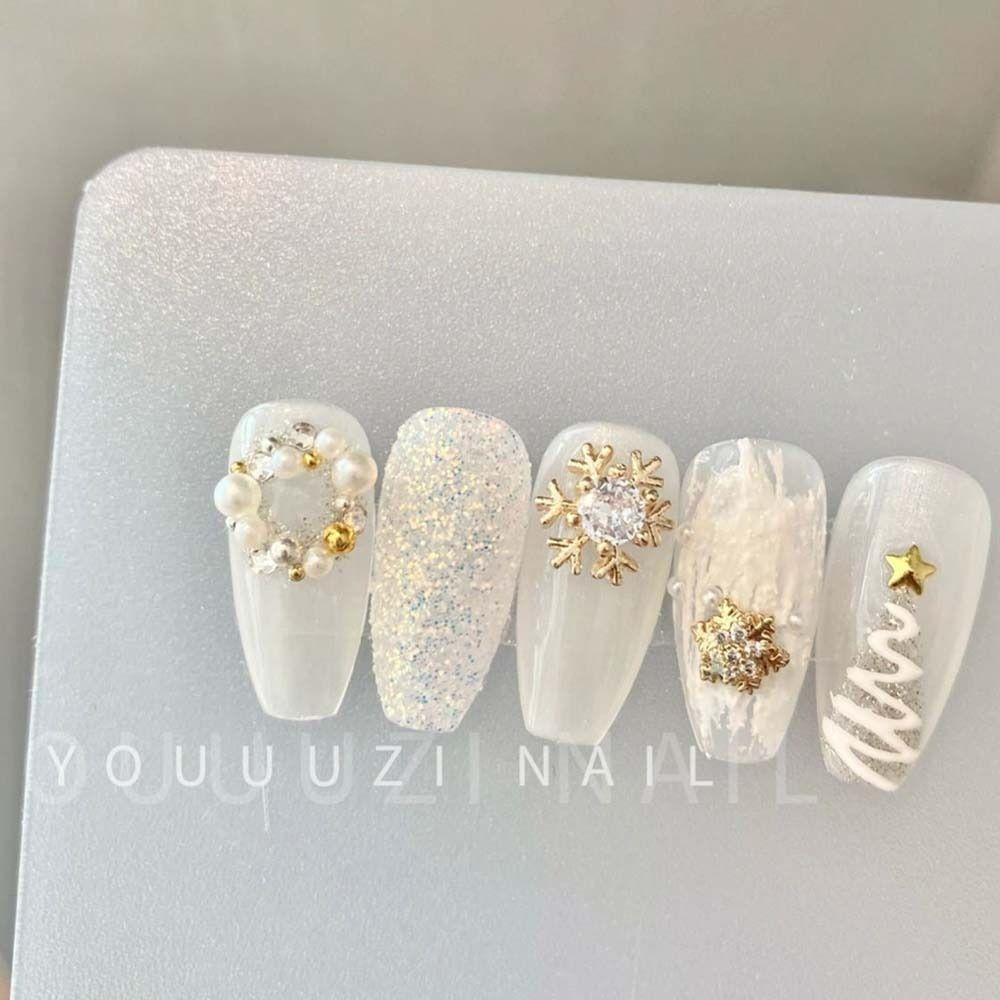 Mxfashionestore set 10 Phụ Kiện Đá Trang Trí Móng Tay Chủ Đề Giáng Sinh