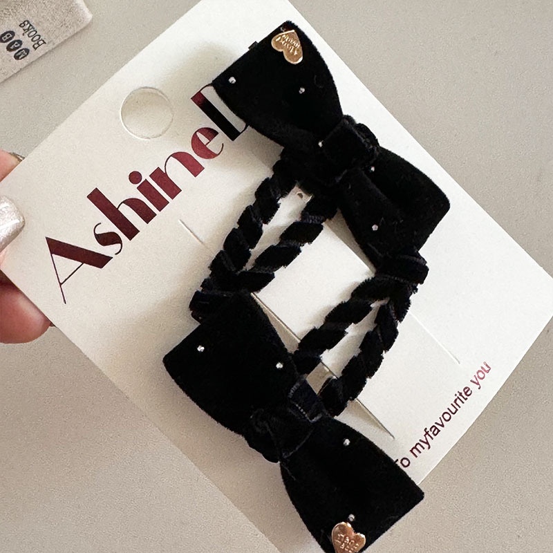 Kẹp Tóc Đính Nơ Bằng Nhung Phong Cách Thời Trang Năm Mới Hàn Quốc