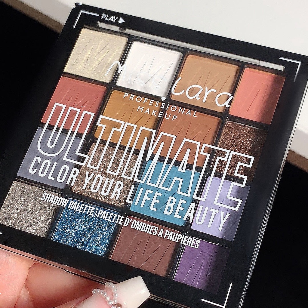 Miss lara Bảng Phấn Mắt 16 Màu Lì Ánh Ngọc Trai Chống Nước Không Dễ Tẩy Trang Theo Phong Cách Âu Mỹ