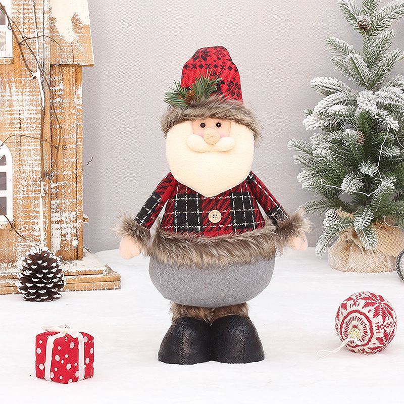Búp Bê Vải Caro Đỏ Hình Ông Già Noel Tuần Lộc / Nai Sừng Tấm Trang Trí Giáng Sinh