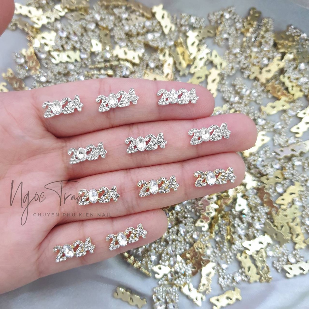 Charm Tết Chữ 2024 Vàng Bạc Mới | Trang Trí Móng Tay
