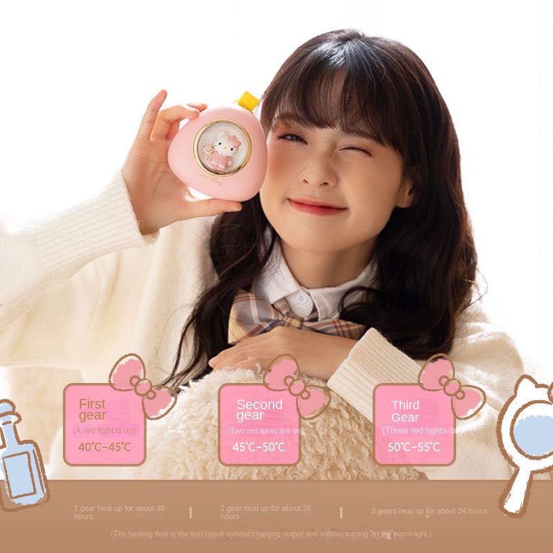 Sạc dự phòng Sanrio Hello Kitty, máy sưởi tay nắm cơm, sạc dự phòng cầm tay dung lượng lớn cho bé gái dễ thương