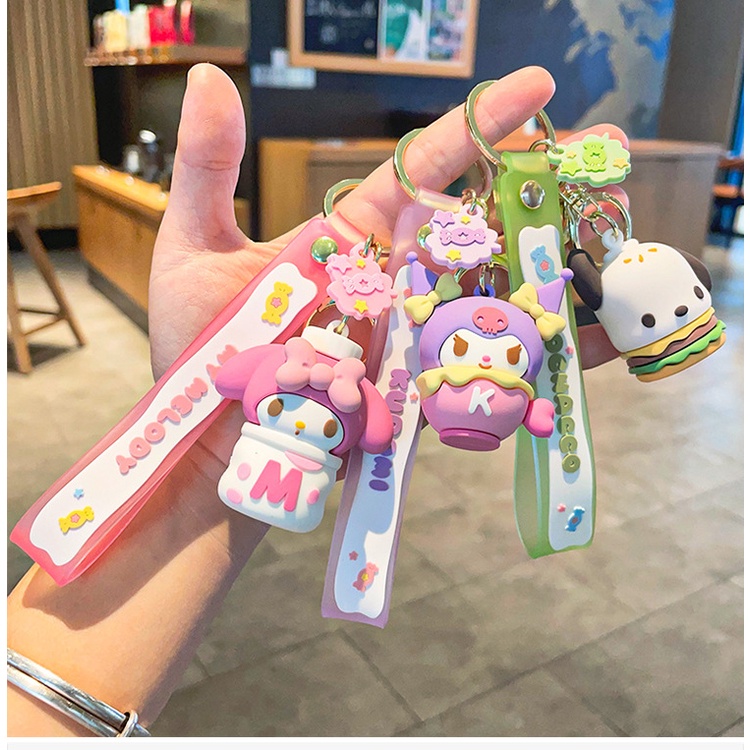 Hoạt Hình Móc Khóa Silicon Hình Mèo sanrio Xinh Xắn