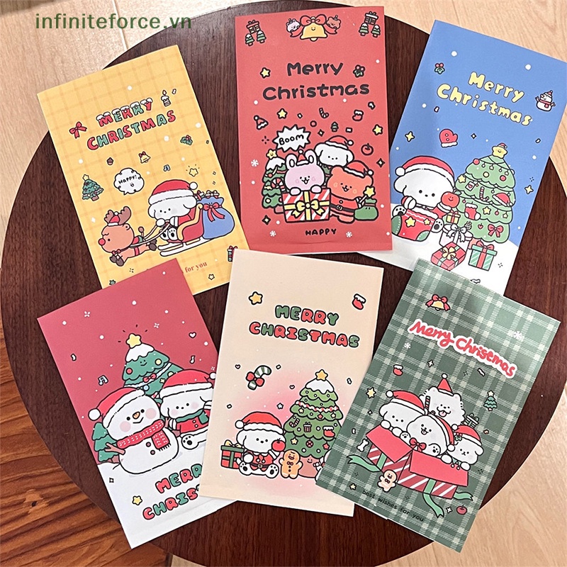 Set 10 Túi Giấy Đựng Kẹo / Quà Giáng Sinh diy Họa Tiết Hoạt Hình Dễ Thương
