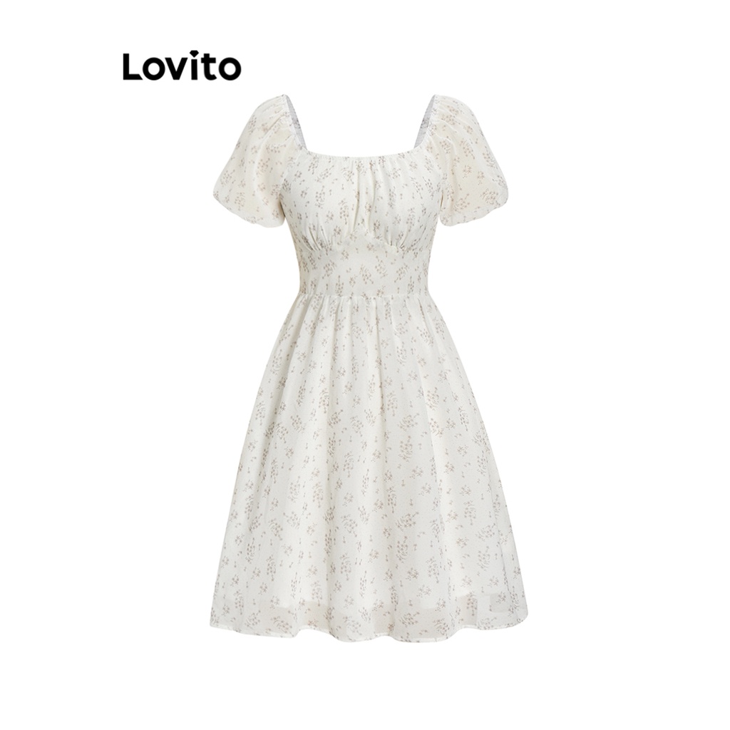 Đầm ngắn Lovito hoa nhí đơn giản thường ngày cho chữ a nữ L65ED128 (màu mơ)