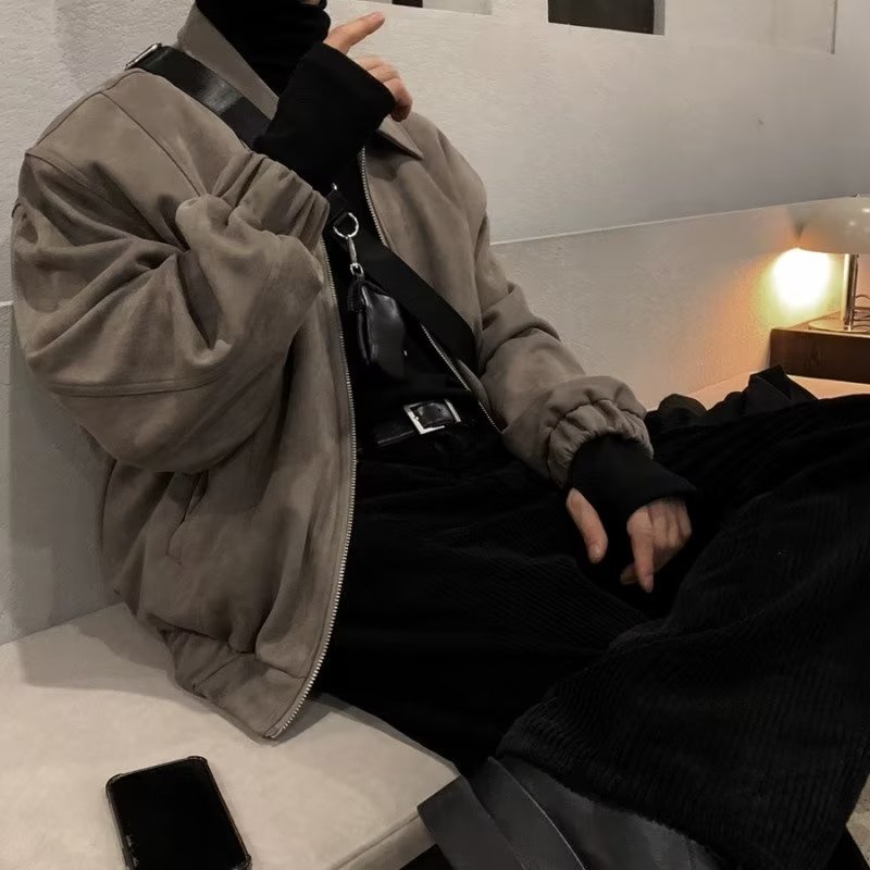 Áo Khoác Kaki Hai Lớp Dáng Rộng Phong Cách Hàn Quốc Hợp Thời Trang Cho Nam