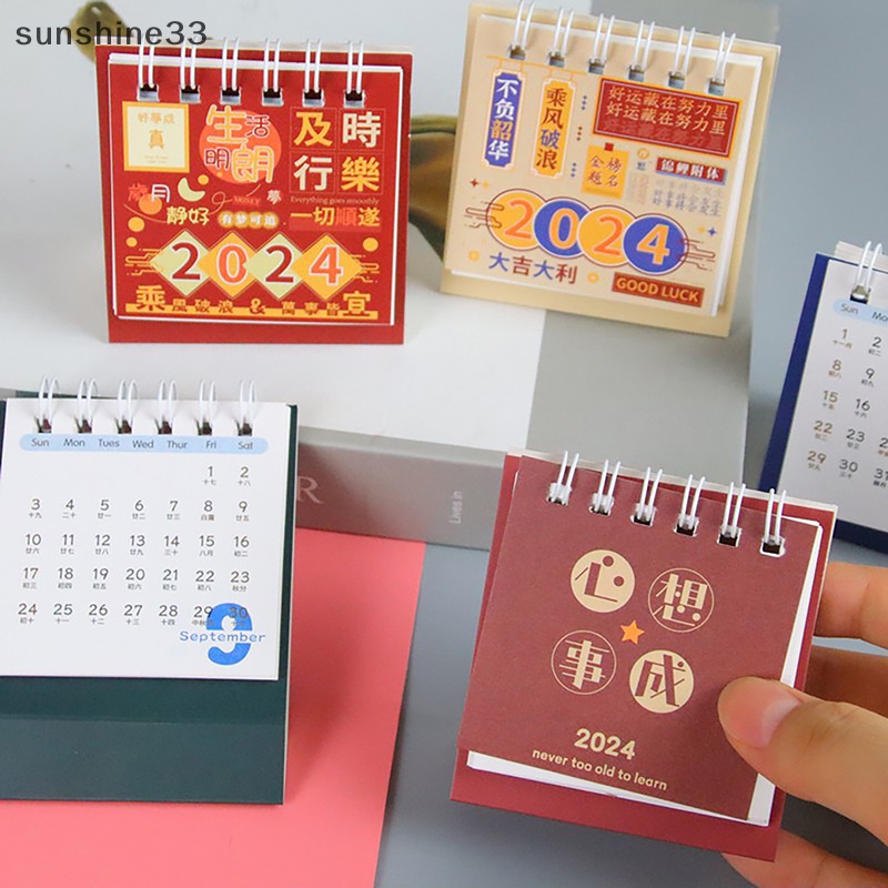 Lịch Để Bàn mini 2024 Dùng Ghi Chú Thời Gian Hàng Tháng