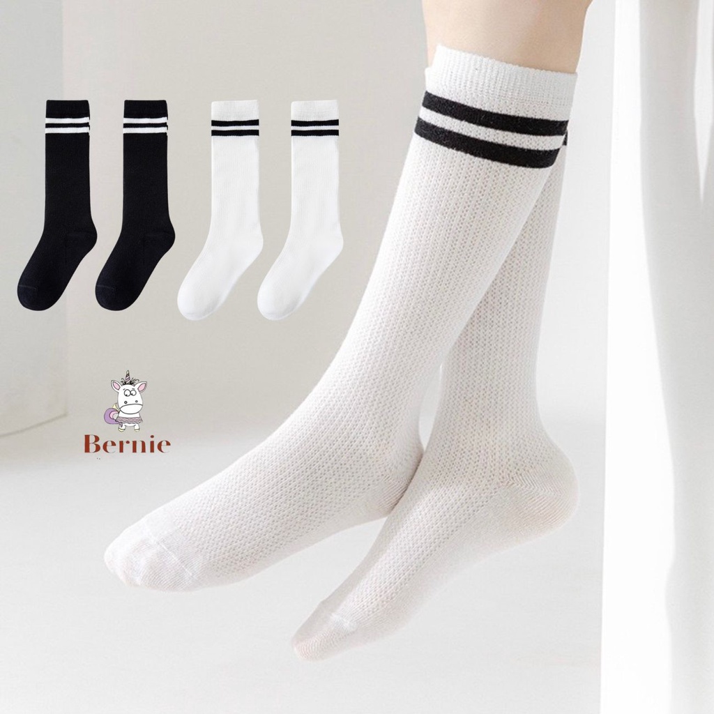 Tất vớ đùi dài sọc màu trắng đen bé gái cao ngang đầu gối phong cách hàn quốc 1 đến 6 tuổi BERNIE