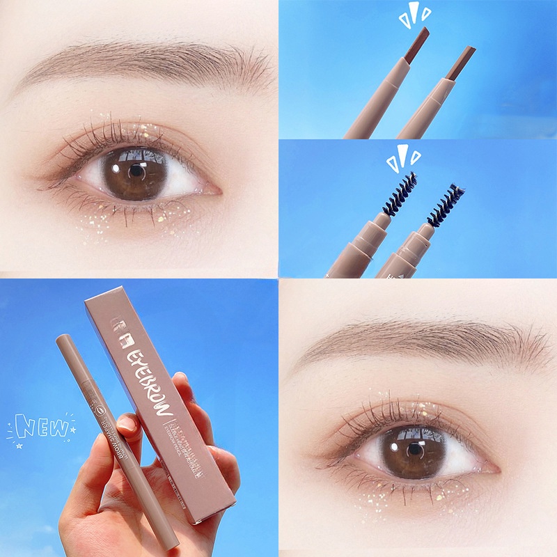 Bút Chì Kẻ Lông Mày Hai Đầu Chống Nước Không Dễ Lem Xoay Tự Động Dành Cho Người Mới Bắt Đầu