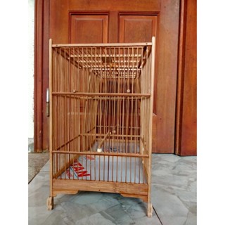 Khung lồng chim Hút Mật, Vành khuyên chất lệu trúc già xử lí kích thước 23,5x23,5x38cm kèm phụ kiện giá rẻ