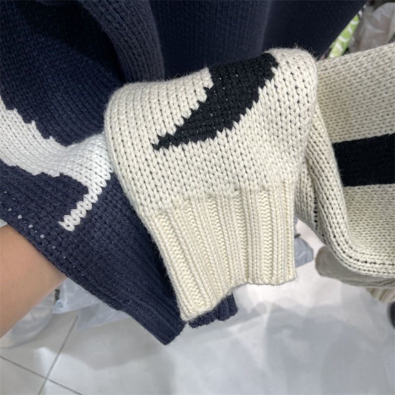 Áo Khoác Dệt Kim Có Mũ Trùm Dáng Rộng In Họa Tiết Thời Trang Thu Đông Cho Nữ