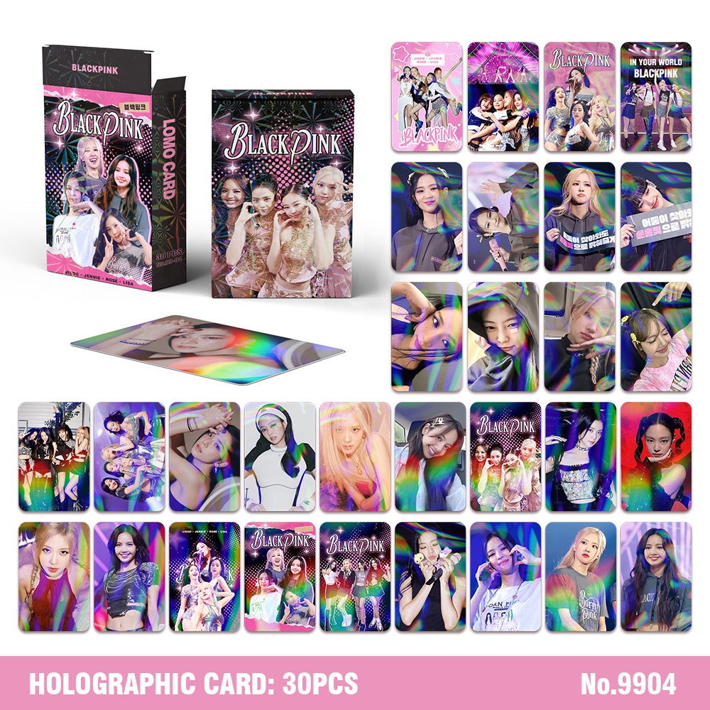 BLACKPINK LISA JISOO JENNIE ROSE Holographic Lomo Card Double-sided Color Printing Laser Photocard