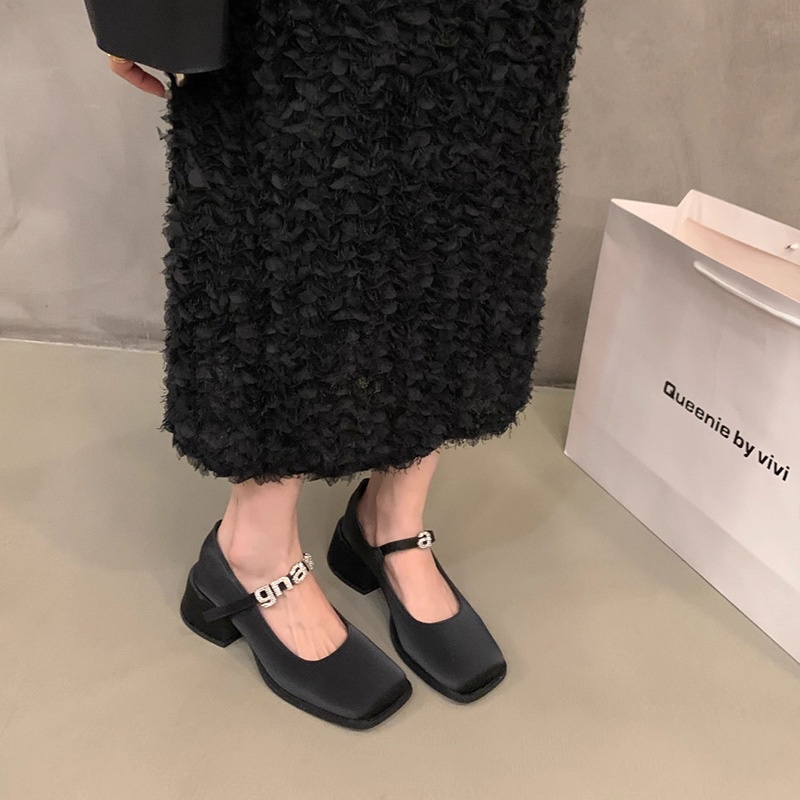 Giày Cao Gót Da Đế Dày Phong Cách Anh Quốc Thời Trang Xuân Thu Cho Nữ