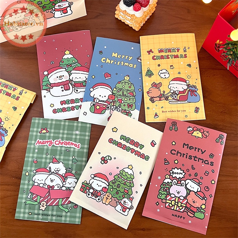 Set 10 Túi Giấy Đựng Kẹo / Bánh Quy Họa Tiết Giáng Sinh Dễ Thương diy vn