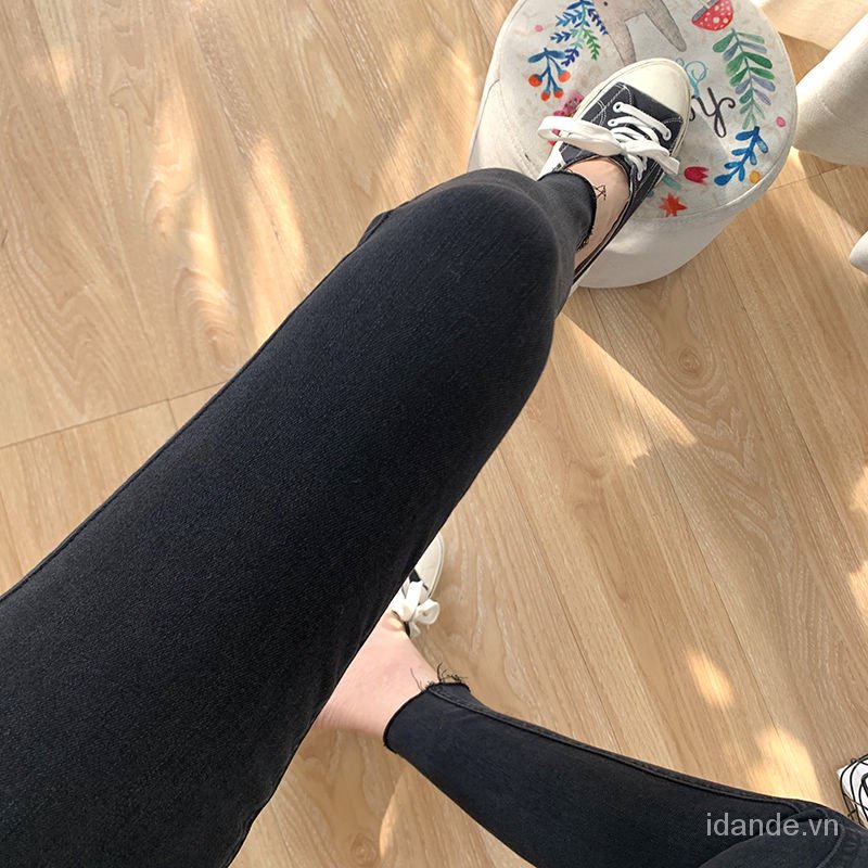 Mới Quần skinny jeans Đen Lưng Cao Dáng Ôm Co Dãn Thời Trang 2023