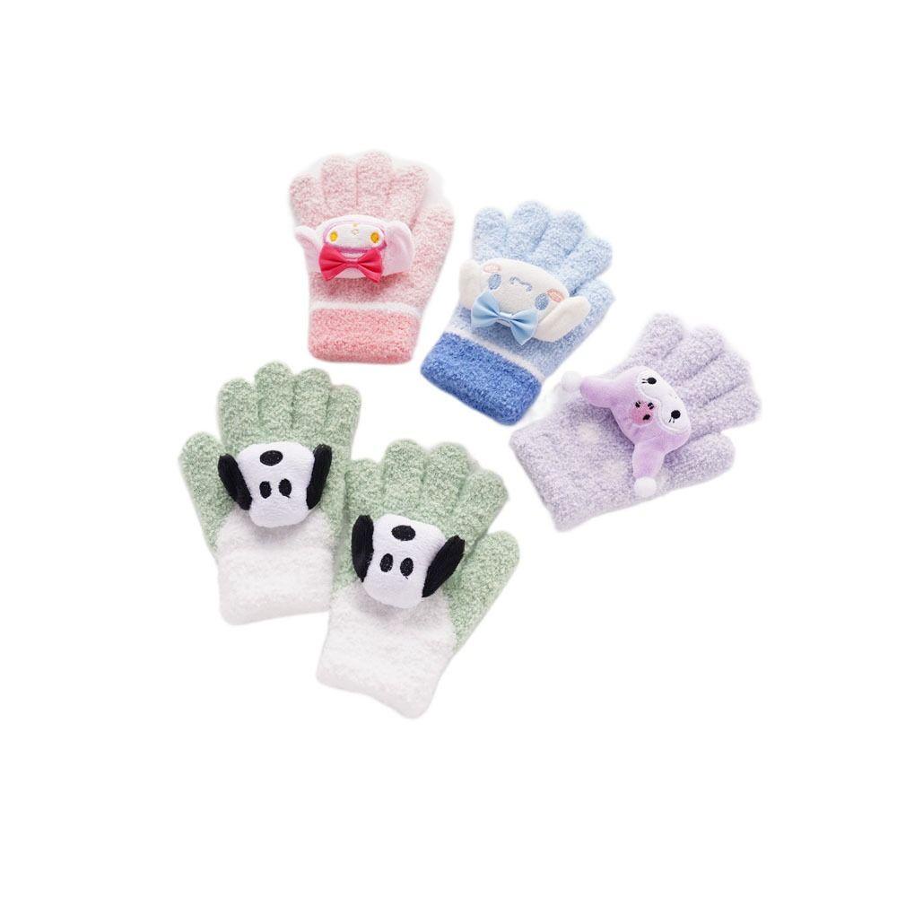 Găng Tay Thu Đông Dày Dặn Chống Gió Họa Tiết Hoạt Hình melody cinnamoroll kuromi Cho Bé