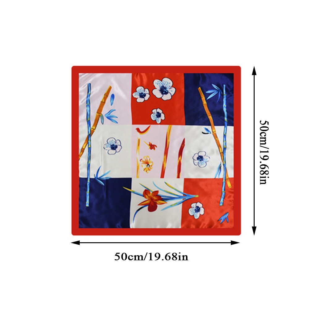 Khăn Lụa satin Vuông 50 * 50cm In Họa Tiết Hoa Bướm Nhỏ Xinh Thời Trang Cho Nữ