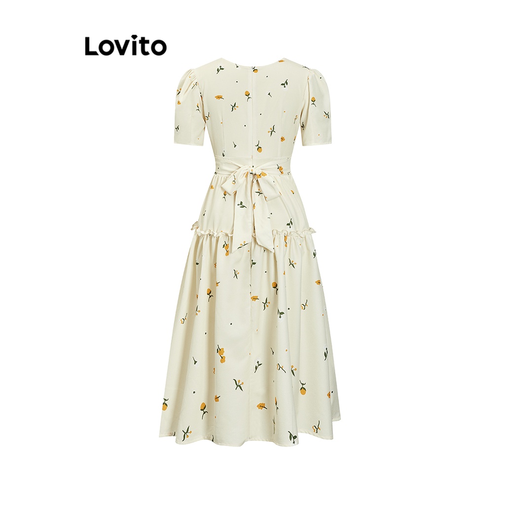 Đầm Lovito xếp nếp hoa nhí thường ngày cho nữ L71ED267