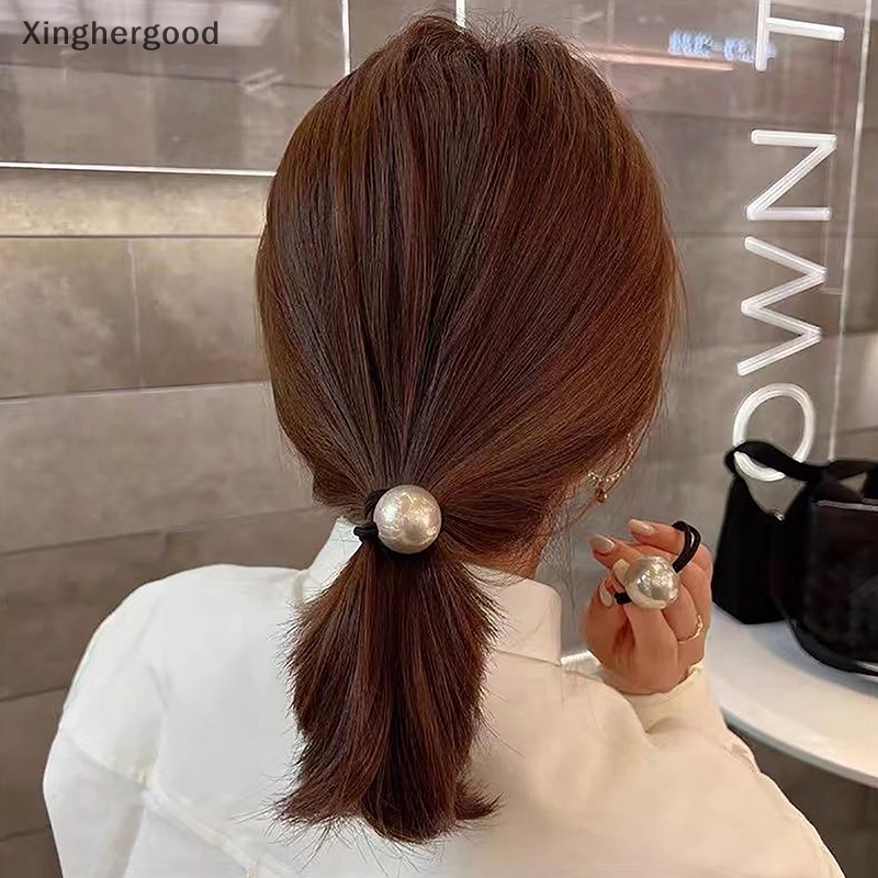 Xinghergood 1 Dây Buộc Tóc Cao Su Co Giãn Đính Ngọc Trai Nhân Tạo Đơn Giản Cho Nữ xhg