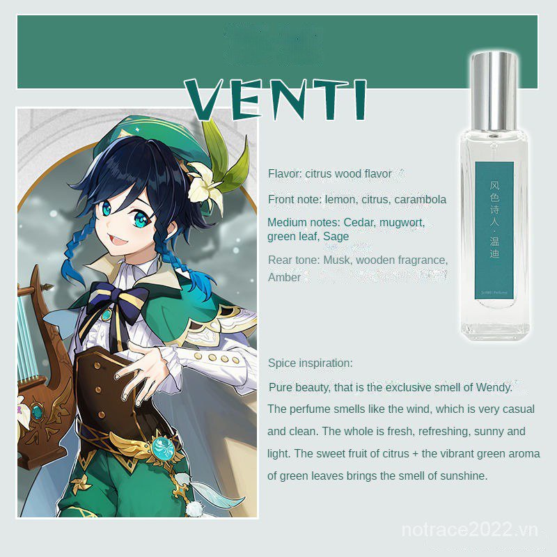 ★Genshin Impact★Zhongli& Xiao& Venti & Wanderer & kazuha & Tartaglia& Albedo Nước hoa có nguồn gốc ấn tượng