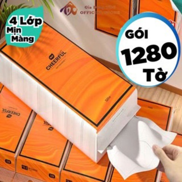 [LOẠI 1] Khăn Giấy Rút Treo Tường Tiện Lợi 1280 Tờ CHEERFUL Nội Địa Trung Cao Cấp, Giấy Vệ Sinh Treo Tường 4 Lớp Bột Gỗ