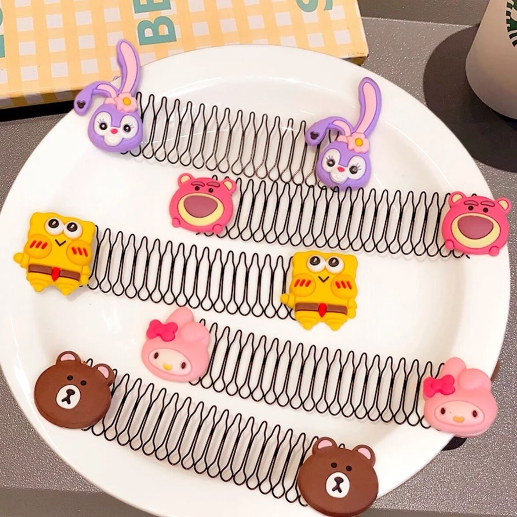 Cài tóc xước tóc bằng sắt co giãn giữ tóc con đính 2 mặt thú dễ thương CA46