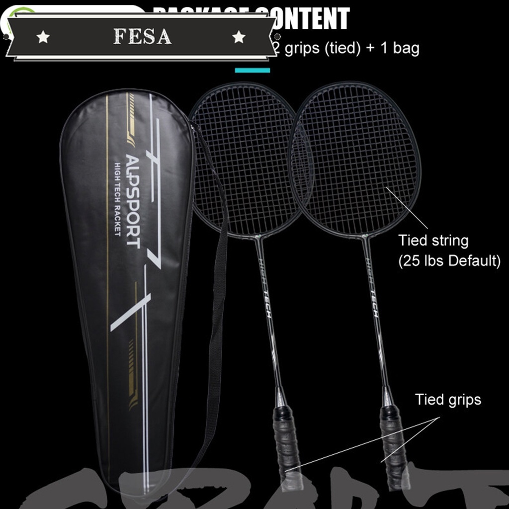 Alpsport set 2 Vợt Cầu Lông rr 4u 25lbs g5 100% Chính Hãng Bằng carbon