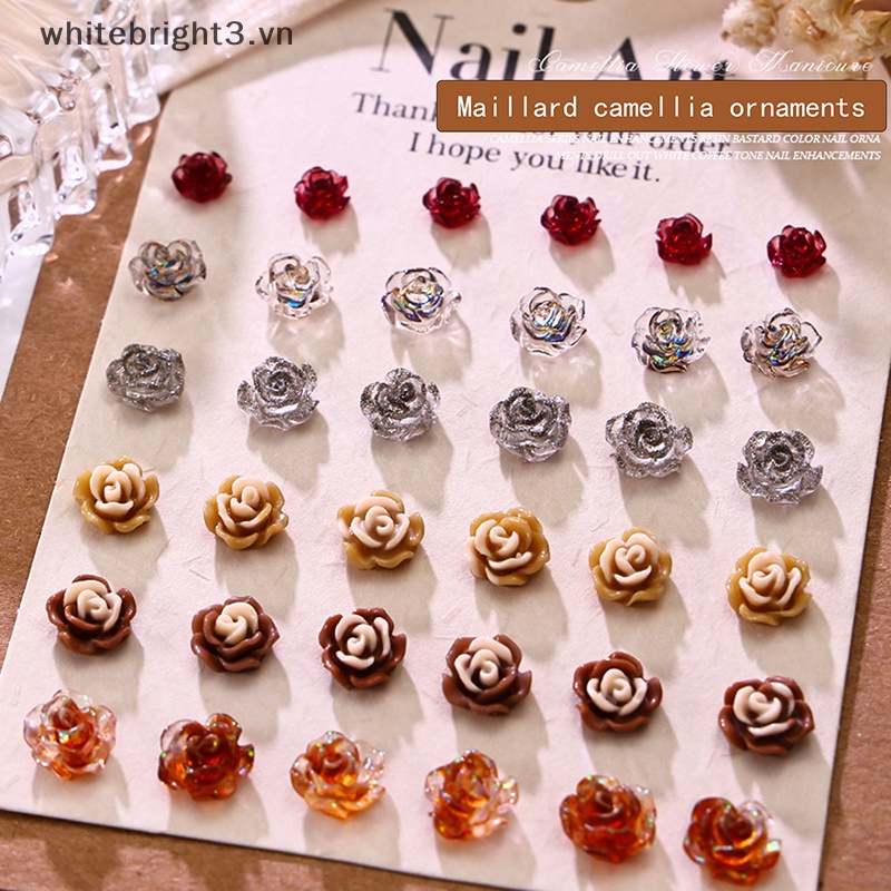 Set 50 Hạt Nhựa resin Hình Hoa Trà Đính Móng Tay Thời Trang Thu Đông