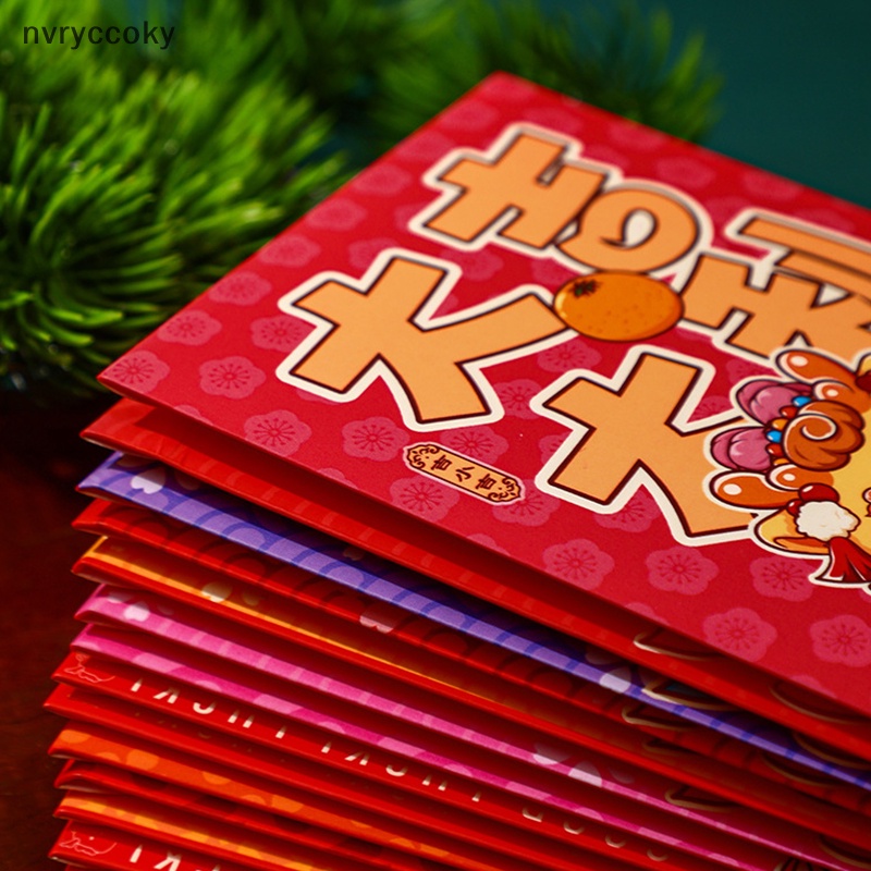 Set 6 Bao Lì Xì Năm Mới 2024 Họa Tiết Rồng May Mắn Màu Đỏ Phong Cách Trung Hoa