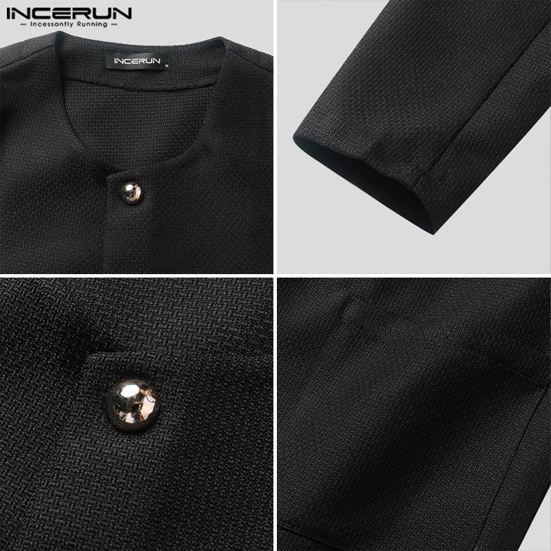 INCERUN Áo Khoác blazer Tay Dài Màu Trơn Thời Trang vintage Trẻ Trung Cho Nam