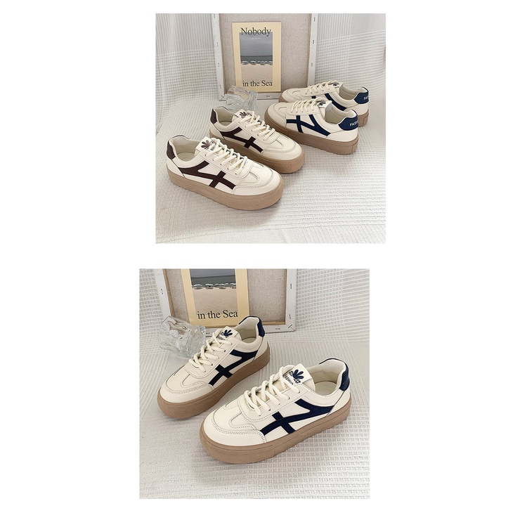 Giày Thể Thao Đế Bằng Màu Trắng Thời Trang Cho Nữ