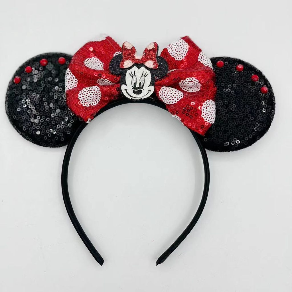 Băng Đô Nơ Thêu Hình Chuột mickey Cho Bé Gái