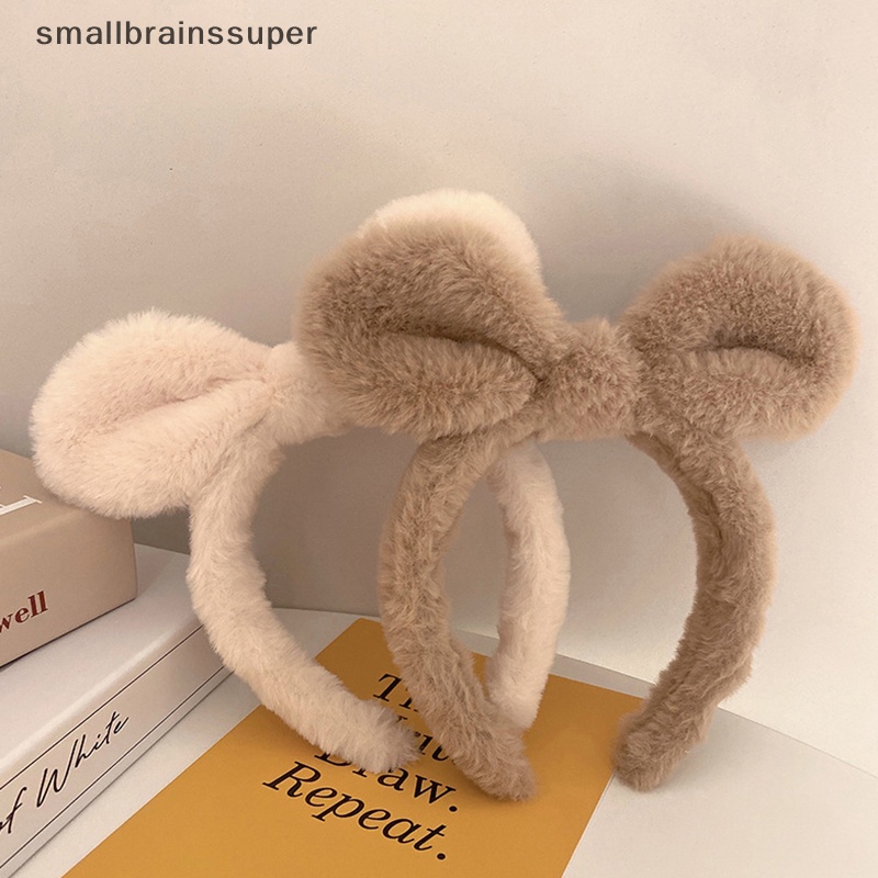 Smallbrainssuper Băng Đô Tai Thỏ Bằng Vải Lông Co Giãn Thời Trang Mùa Đông Dành Cho Nữ sbs