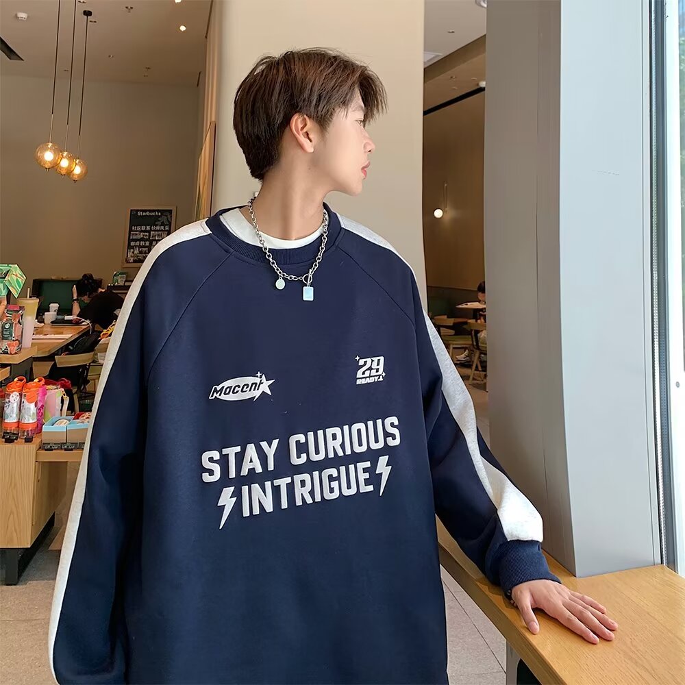 Mới Áo hoodie Tay Dài Cổ Tròn Phong Cách Hàn Quốc Thời Trang Thu Đông Cho Nam