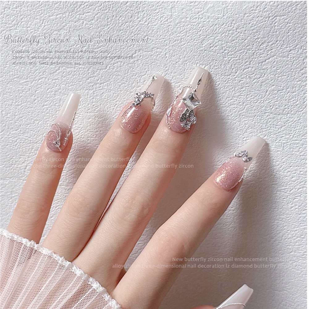 1 Cái/bộ Bướm Zircon Làm Móng Tay Trang Sức 3D Zircon Quyến Rũ Cổ Tích Vàng/Bạc Kim Cương Rỗng Móng Tay DIY Làm Móng Tay Trang Trí * KÍNH