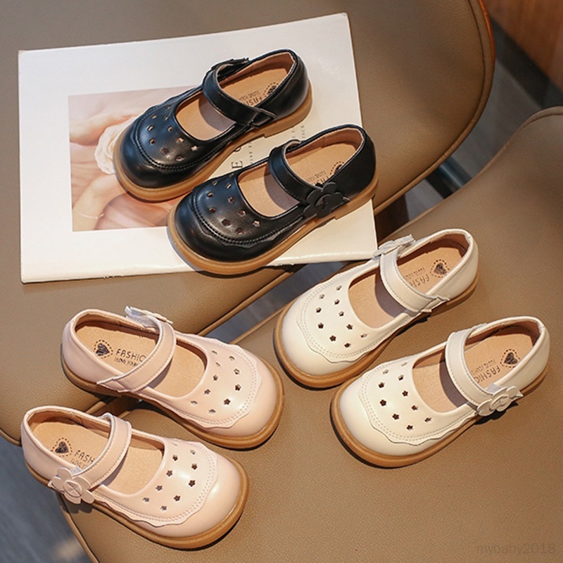 Giày Da Đế Mềm Chống Trượt Cho Bé Gái