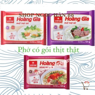 Phở thịt gà, bò gói có thịt thật, bánh đa cua vifon hoàng gia thịt thật 120g mới