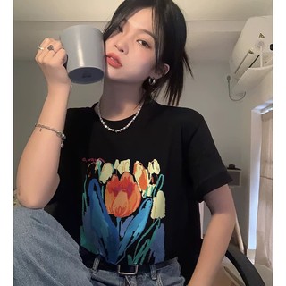 Áo thun nữ form rộng Guguno cotton cổ tròn in basic