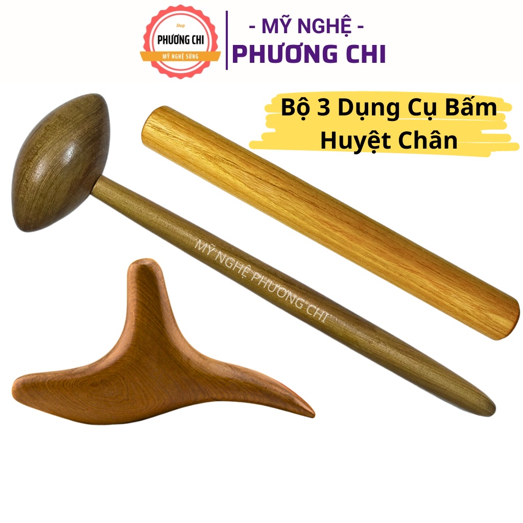 Dụng cụ bấm huyệt chân bằng gỗ thơm, Cây ấn huyệt Chân, Búa gõ huyệt chân | PHUONGCHISTORE