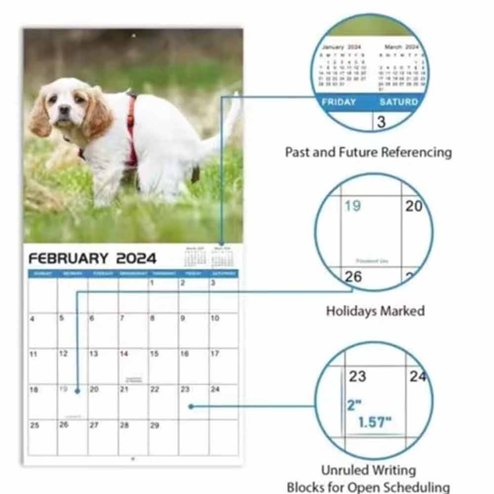 2024 Wall Calendar 12 Monthly Pooping Dogs Calendar Funny Dog Calendar Gag Gifts,Perfect White Elephant Christmas Gift